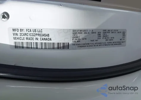 2023 Chrysler Voyager Lx из США, поврежденный, VIN 2C4RC1CG2PR534548